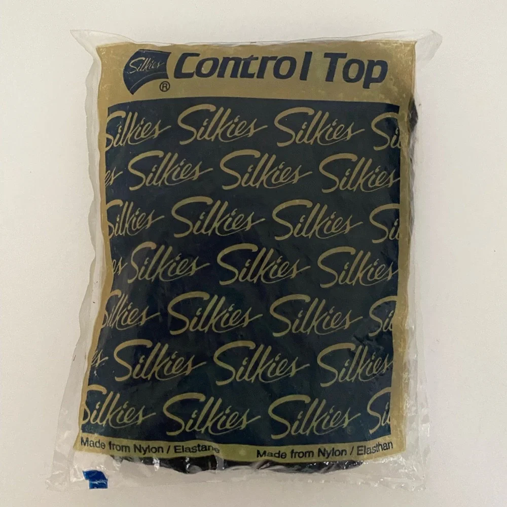 NWT VTG 1990s Y2K Silkies Control Top TLC Support Pantyhose Queen XL Black
